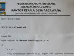 Pemdes Argawana Layangkan Surat Pengelolaan Limbah ke Sejumlah Perusahaan