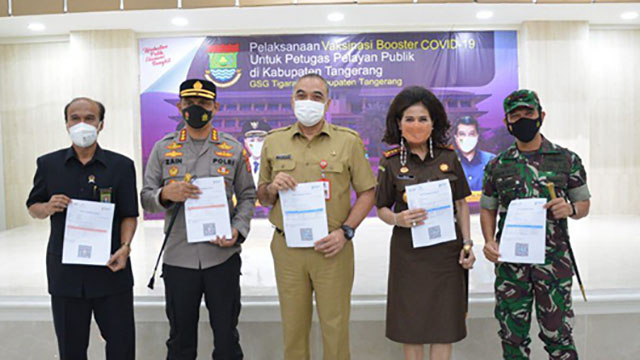 Bupati Tangerang Ahmed Zaki Iskandar bersama Kapolresta Tangerang, Dandim 05/10, dan Kajari Tigaraksa