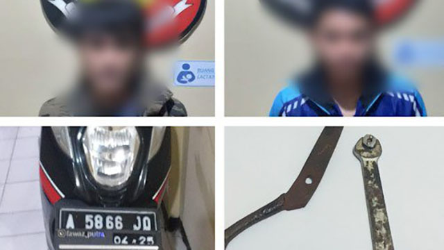 Pelaku AA (40) dan FP (18) ditangkap di lampu merah Maja Pandeglang pada Senin (14/2/22)
