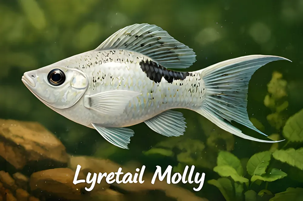 Ikan Molly Lyretail dengan ekor berbentuk lyre