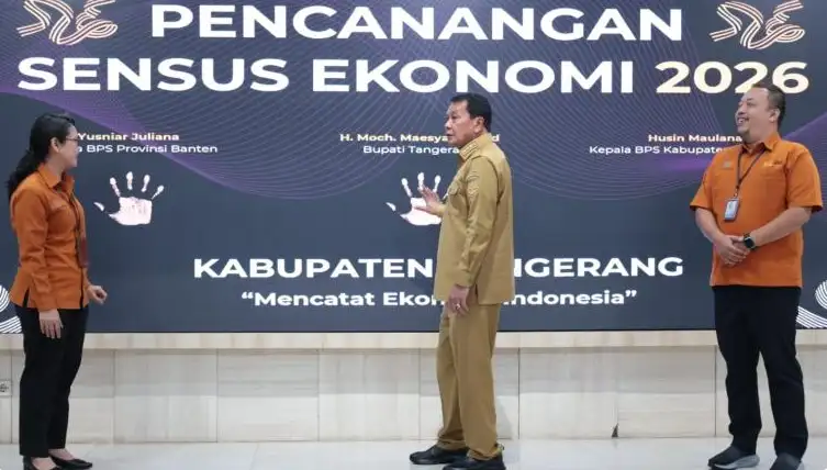 Bupati Tangerang Maesyal Rasyid saat menghadiri Pencanangan Sensus Ekonomi 2026
