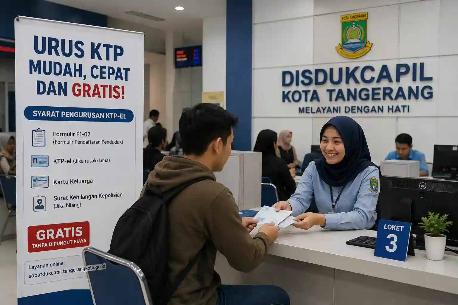 ChatGPT image ilustrasi urus KTP hilang Kota Tangerang