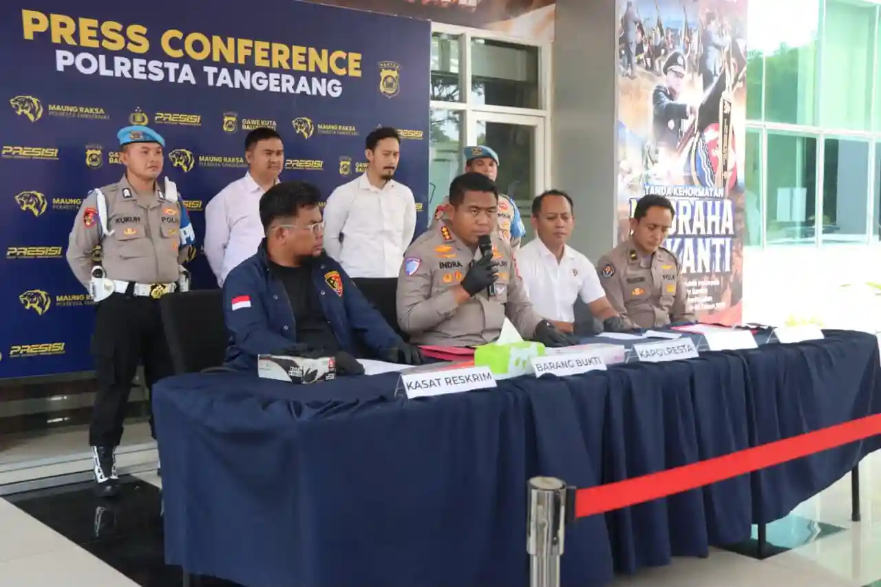 Kapolresta Tangerang Kombes Pol Andi Muhammad Indra Waspada Amirullah gelar konferensi pers kasus Terduga Pelaku Pengeroyokan